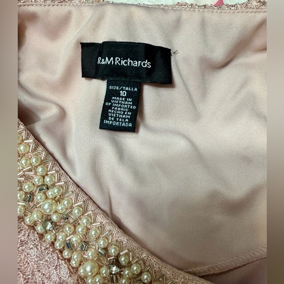 R&M Richards Blush Lace Dress & Sheer Jacket Set Size 10 Formal Outfit - Picture 2 of 7